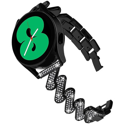 For Samsung Galaxy Watch FE 40mm Bling Rhinestone Decor Watch Band Hard Alloy Bracelet