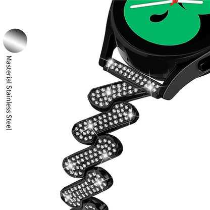 For Samsung Galaxy Watch FE 40mm Bling Rhinestone Decor Watch Band Hard Alloy Bracelet