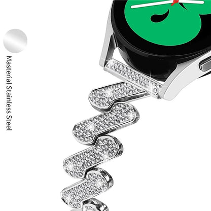 For Samsung Galaxy Watch FE 40mm Bling Rhinestone Decor Watch Band Hard Alloy Bracelet