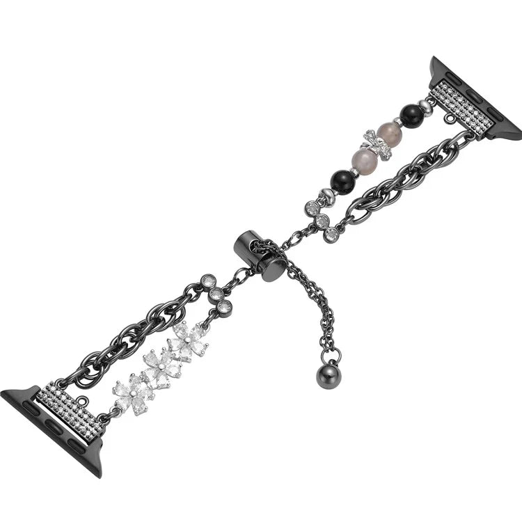 For Apple Watch 10 46mm / Ultra 2 / Ultra 49mm / 9 8 7 45mm / SE (2023) SE (2022) SE 6 5 4 44mm / 3 2 1 42mm Pearl Chain Stainless Steel Watch Strap