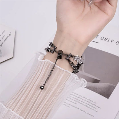 For Apple Watch Series 10 42mm / 9 8 7 41mm / SE (2023) SE (2022) SE 6 5 4 40mm / 3 2 1 38mm Pearl Flower Stainless Steel Bracelet Watch Strap