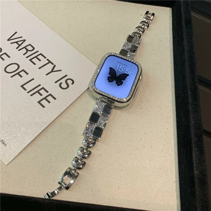 For Apple Watch Series 10 42mm / 9 8 7 41mm / SE (2023) SE (2022) SE 6 5 4 40mm / 3 2 1 38mm Ice Cube Zircon Decor Strap Copper Watch Band