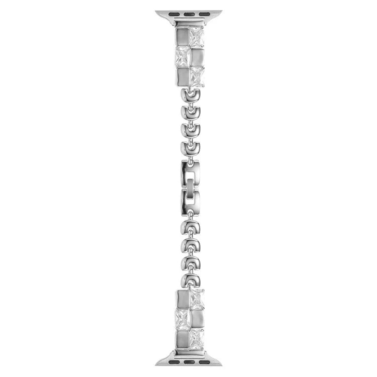 Copper Watch Band for Apple Watch 10 46mm / Ultra 2 / Ultra 49mm / 9 8 7 45mm / SE (2023) SE (2022) SE 6 5 4 44mm / 3 2 1 42mm Zircon Decor Strap