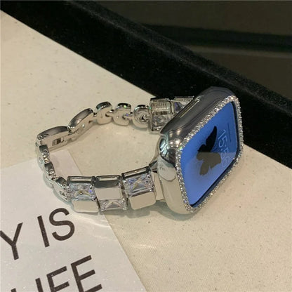Copper Watch Band for Apple Watch 10 46mm / Ultra 2 / Ultra 49mm / 9 8 7 45mm / SE (2023) SE (2022) SE 6 5 4 44mm / 3 2 1 42mm Zircon Decor Strap