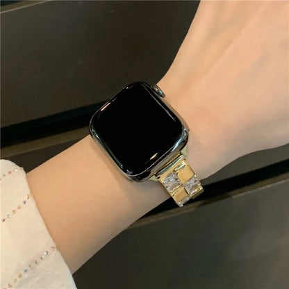 Copper Watch Band for Apple Watch 10 46mm / Ultra 2 / Ultra 49mm / 9 8 7 45mm / SE (2023) SE (2022) SE 6 5 4 44mm / 3 2 1 42mm Zircon Decor Strap