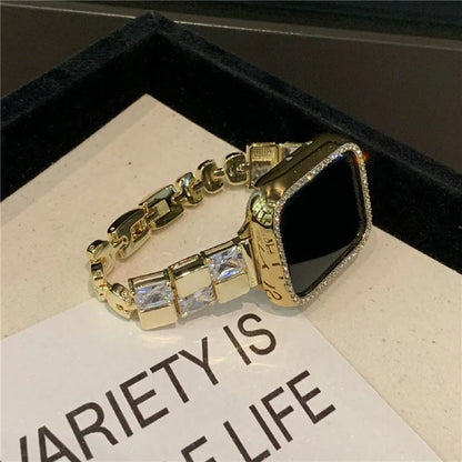 Copper Watch Band for Apple Watch 10 46mm / Ultra 2 / Ultra 49mm / 9 8 7 45mm / SE (2023) SE (2022) SE 6 5 4 44mm / 3 2 1 42mm Zircon Decor Strap