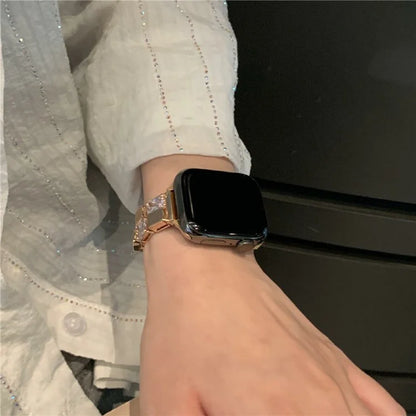 Copper Watch Band for Apple Watch 10 46mm / Ultra 2 / Ultra 49mm / 9 8 7 45mm / SE (2023) SE (2022) SE 6 5 4 44mm / 3 2 1 42mm Zircon Decor Strap