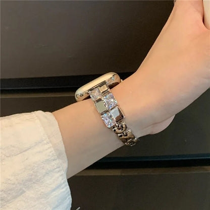Copper Watch Band for Apple Watch 10 46mm / Ultra 2 / Ultra 49mm / 9 8 7 45mm / SE (2023) SE (2022) SE 6 5 4 44mm / 3 2 1 42mm Zircon Decor Strap
