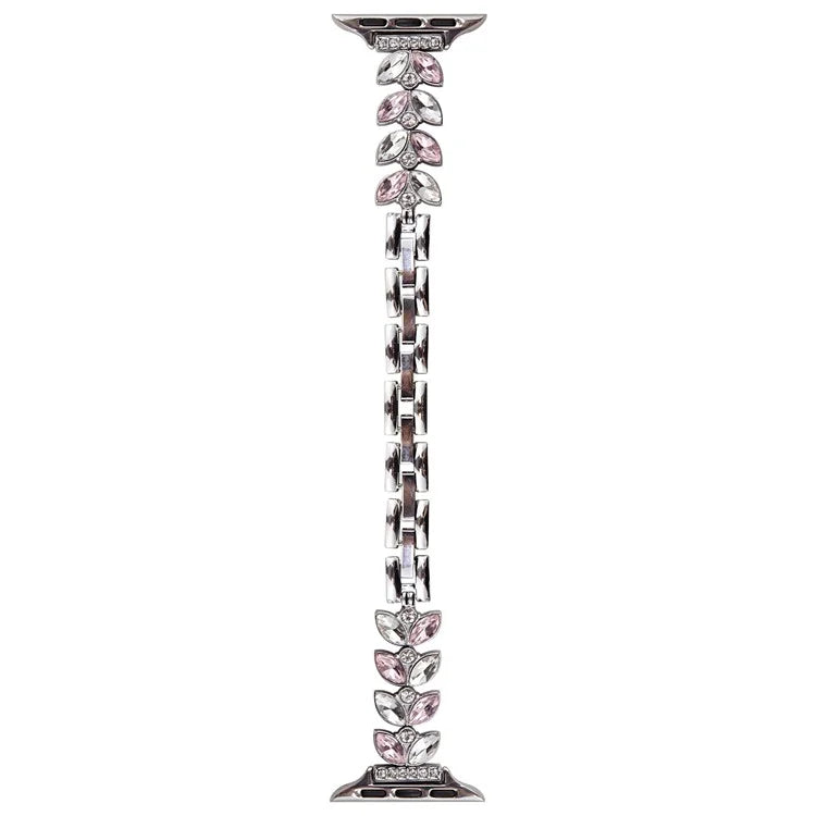 For Apple Watch Series 10 42mm / 9 8 7 41mm / SE (2023) SE (2022) SE 6 5 4 40mm / 3 2 1 38mm Mermaid Tail Zinc Alloy Band Pink Rhinestone Watch Strap