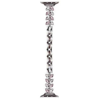 For Apple Watch Series 10 42mm / 9 8 7 41mm / SE (2023) SE (2022) SE 6 5 4 40mm / 3 2 1 38mm Mermaid Tail Zinc Alloy Band Pink Rhinestone Watch Strap
