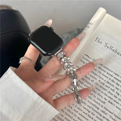For Apple Watch Series 10 42mm / 9 8 7 41mm / SE (2023) SE (2022) SE 6 5 4 40mm / 3 2 1 38mm Mermaid Tail Zinc Alloy Band Pink Rhinestone Watch Strap