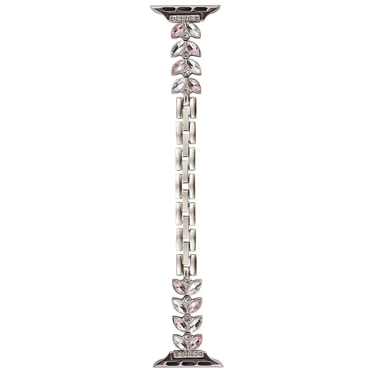 For Apple Watch Series 10 42mm / 9 8 7 41mm / SE (2023) SE (2022) SE 6 5 4 40mm / 3 2 1 38mm Mermaid Tail Zinc Alloy Band Pink Rhinestone Watch Strap