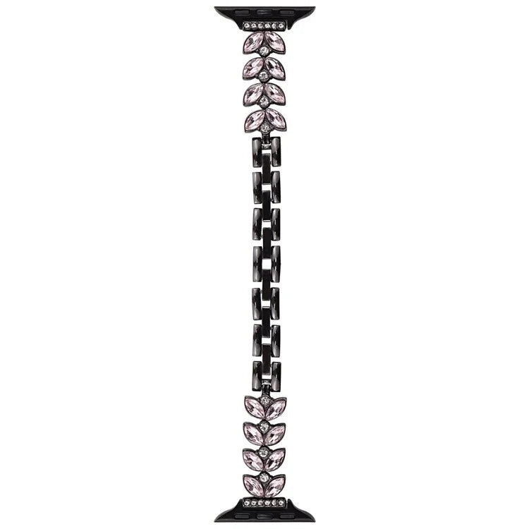 For Apple Watch 10 46mm / Ultra 2 / Ultra 49mm / 9 8 7 45mm / SE (2023) SE (2022) SE 6 5 4 44mm / 3 2 1 42mm Pink Rhinestone Zinc Alloy Watch Strap