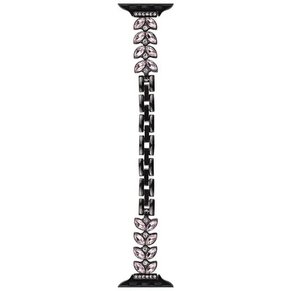 For Apple Watch 10 46mm / Ultra 2 / Ultra 49mm / 9 8 7 45mm / SE (2023) SE (2022) SE 6 5 4 44mm / 3 2 1 42mm Pink Rhinestone Zinc Alloy Watch Strap