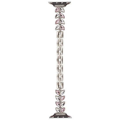 For Apple Watch 10 46mm / Ultra 2 / Ultra 49mm / 9 8 7 45mm / SE (2023) SE (2022) SE 6 5 4 44mm / 3 2 1 42mm Pink Rhinestone Zinc Alloy Watch Strap