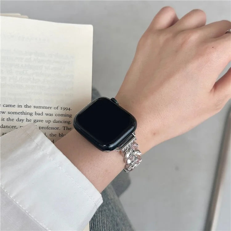 For Apple Watch 10 46mm / Ultra 2 / Ultra 49mm / 9 8 7 45mm / SE (2023) SE (2022) SE 6 5 4 44mm / 3 2 1 42mm Pink Rhinestone Zinc Alloy Watch Strap