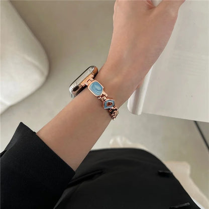 For Apple Watch Series 10 42mm / 9 8 7 41mm / SE (2023) SE (2022) SE 6 5 4 40mm / 3 2 1 38mm Epoxy Decor Zinc Alloy Band Watch Strap
