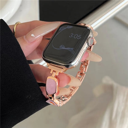 For Apple Watch Series 10 42mm / 9 8 7 41mm / SE (2023) SE (2022) SE 6 5 4 40mm / 3 2 1 38mm Epoxy Decor Zinc Alloy Band Watch Strap