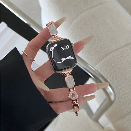 For Apple Watch Series 10 42mm / 9 8 7 41mm / SE (2023) SE (2022) SE 6 5 4 40mm / 3 2 1 38mm Epoxy Decor Zinc Alloy Band Watch Strap