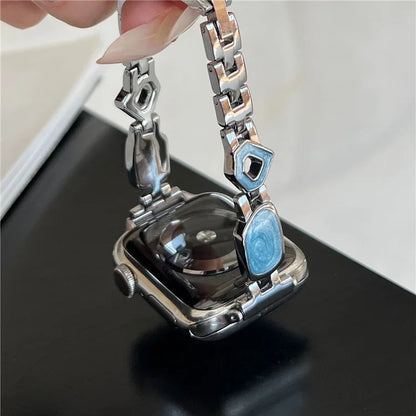 For Apple Watch Series 10 42mm / 9 8 7 41mm / SE (2023) SE (2022) SE 6 5 4 40mm / 3 2 1 38mm Epoxy Decor Zinc Alloy Band Watch Strap