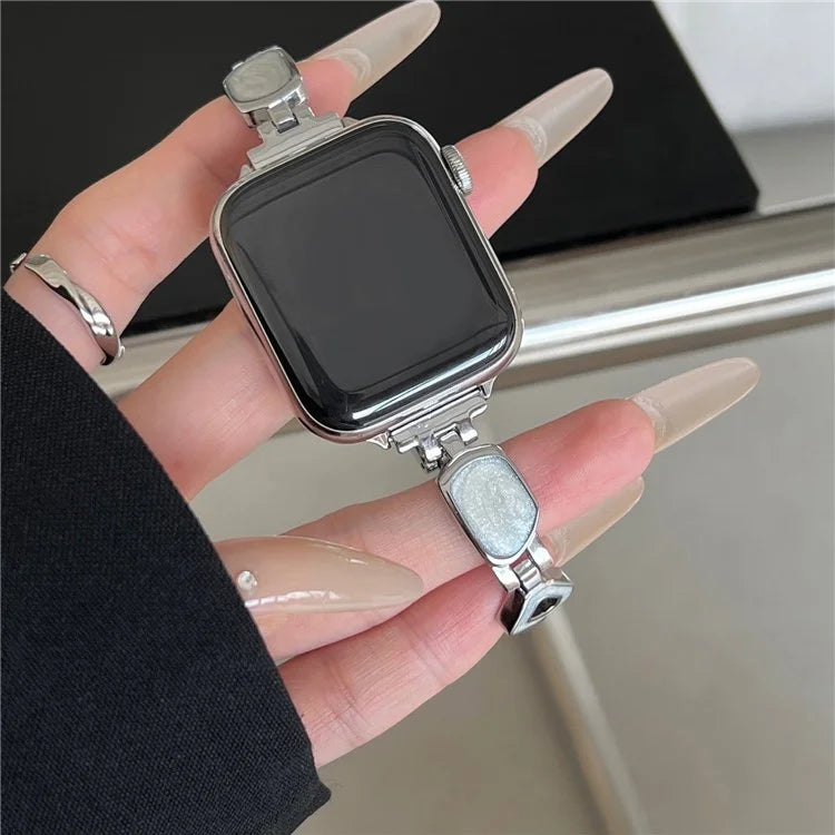 For Apple Watch Series 10 42mm / 9 8 7 41mm / SE (2023) SE (2022) SE 6 5 4 40mm / 3 2 1 38mm Epoxy Decor Zinc Alloy Band Watch Strap