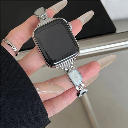 For Apple Watch Series 10 42mm / 9 8 7 41mm / SE (2023) SE (2022) SE 6 5 4 40mm / 3 2 1 38mm Epoxy Decor Zinc Alloy Band Watch Strap