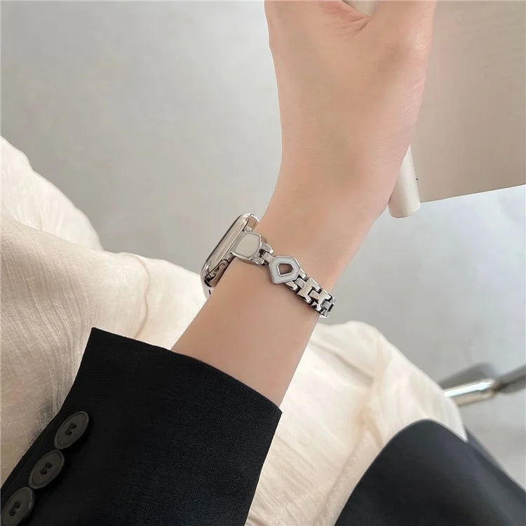 For Apple Watch Series 10 42mm / 9 8 7 41mm / SE (2023) SE (2022) SE 6 5 4 40mm / 3 2 1 38mm Epoxy Decor Zinc Alloy Band Watch Strap
