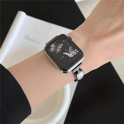 For Apple Watch Series 10 42mm / 9 8 7 41mm / SE (2023) SE (2022) SE 6 5 4 40mm / 3 2 1 38mm Epoxy Decor Zinc Alloy Band Watch Strap