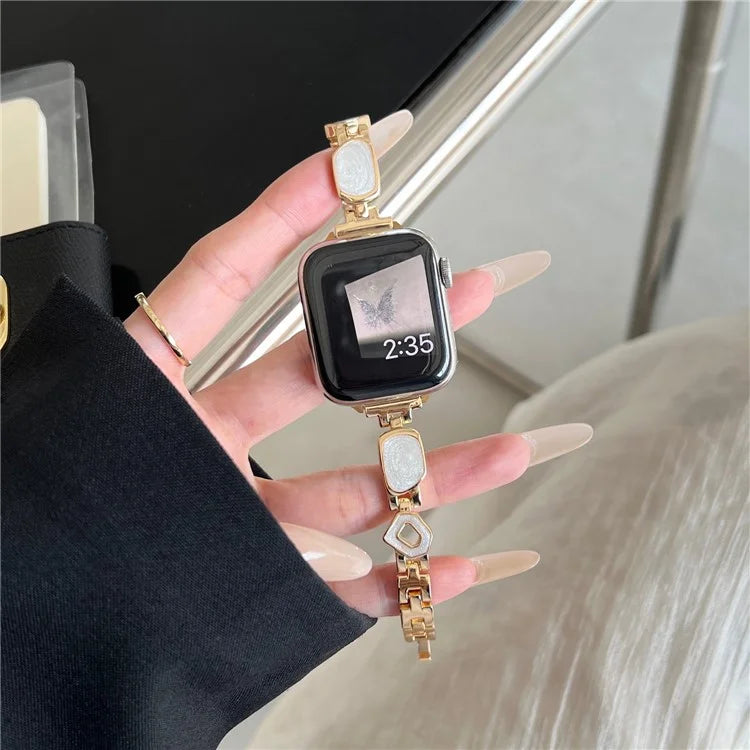 For Apple Watch Series 10 42mm / 9 8 7 41mm / SE (2023) SE (2022) SE 6 5 4 40mm / 3 2 1 38mm Epoxy Decor Zinc Alloy Band Watch Strap