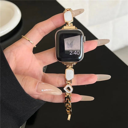 For Apple Watch Series 10 42mm / 9 8 7 41mm / SE (2023) SE (2022) SE 6 5 4 40mm / 3 2 1 38mm Epoxy Decor Zinc Alloy Band Watch Strap