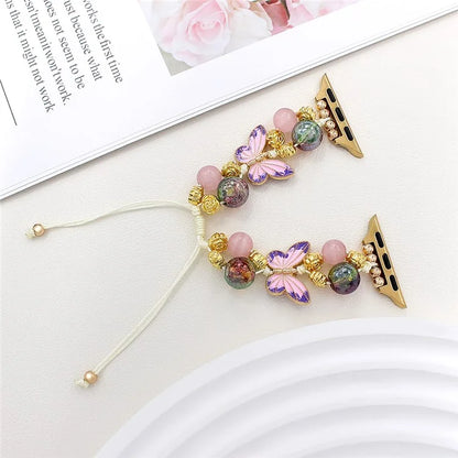 For Apple Watch 10 46mm / Ultra 2 / Ultra 49mm / 9 8 7 45mm / SE (2023) SE (2022) SE 6 5 4 44mm / 3 2 1 42mm Butterfly Beads Rope Watch Band