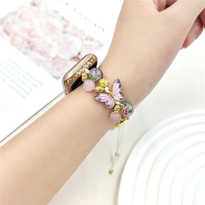 For Apple Watch 10 46mm / Ultra 2 / Ultra 49mm / 9 8 7 45mm / SE (2023) SE (2022) SE 6 5 4 44mm / 3 2 1 42mm Butterfly Beads Rope Watch Band