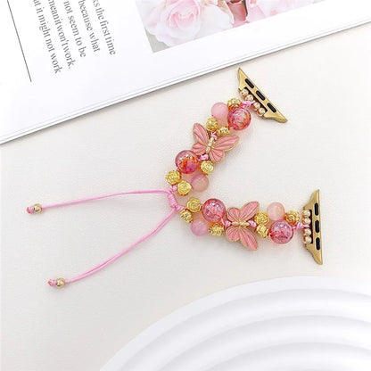 For Apple Watch 10 46mm / Ultra 2 / Ultra 49mm / 9 8 7 45mm / SE (2023) SE (2022) SE 6 5 4 44mm / 3 2 1 42mm Butterfly Beads Rope Watch Band