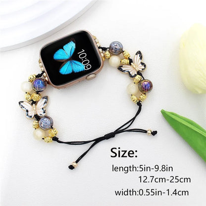 For Apple Watch 10 46mm / Ultra 2 / Ultra 49mm / 9 8 7 45mm / SE (2023) SE (2022) SE 6 5 4 44mm / 3 2 1 42mm Butterfly Beads Rope Watch Band