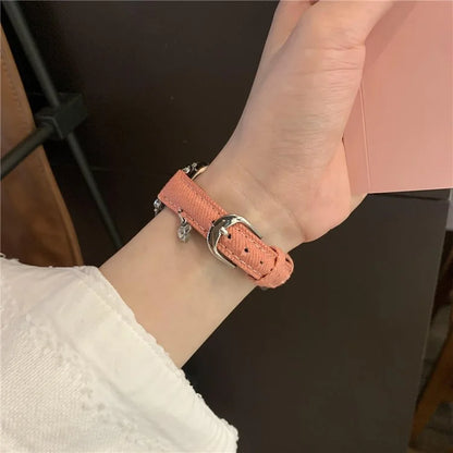 For Apple Watch Series 10 42mm / 9 8 7 41mm / SE (2023) SE (2022) SE 6 5 4 40mm / 3 2 1 38mm Denim Cloth Band Heart Pendant Strap