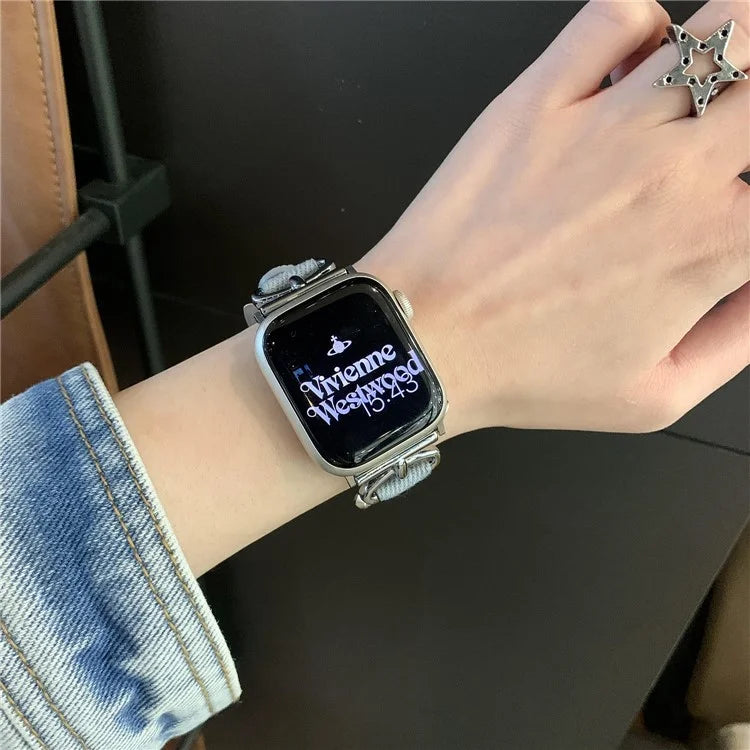 For Apple Watch 10 46mm / Ultra 2 / Ultra 49mm / 9 8 7 45mm / SE (2023) SE (2022) SE 6 5 4 44mm / 3 2 1 42mm Denim Watch Strap