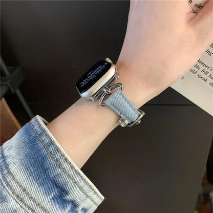 For Apple Watch 10 46mm / Ultra 2 / Ultra 49mm / 9 8 7 45mm / SE (2023) SE (2022) SE 6 5 4 44mm / 3 2 1 42mm Denim Watch Strap