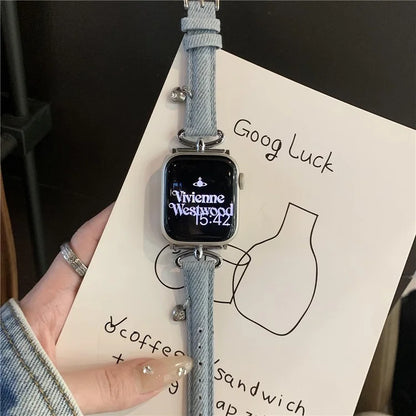 For Apple Watch 10 46mm / Ultra 2 / Ultra 49mm / 9 8 7 45mm / SE (2023) SE (2022) SE 6 5 4 44mm / 3 2 1 42mm Denim Watch Strap