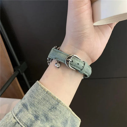 For Apple Watch 10 46mm / Ultra 2 / Ultra 49mm / 9 8 7 45mm / SE (2023) SE (2022) SE 6 5 4 44mm / 3 2 1 42mm Denim Watch Strap