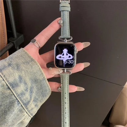 For Apple Watch 10 46mm / Ultra 2 / Ultra 49mm / 9 8 7 45mm / SE (2023) SE (2022) SE 6 5 4 44mm / 3 2 1 42mm Denim Watch Strap
