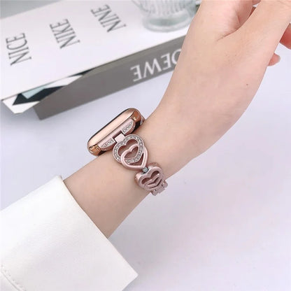 For Apple Watch Series 10 42mm / 9 8 7 41mm / SE (2023) SE (2022) SE 6 5 4 40mm / 3 2 1 38mm Zinc Alloy Band Love Heart Design Watch Strap
