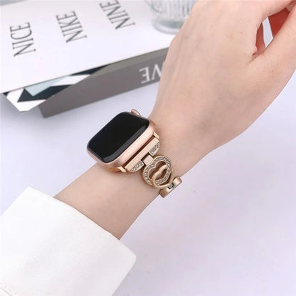 For Apple Watch Series 10 42mm / 9 8 7 41mm / SE (2023) SE (2022) SE 6 5 4 40mm / 3 2 1 38mm Zinc Alloy Band Love Heart Design Watch Strap