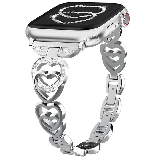 For Apple Watch 10 46mm / Ultra 2 / Ultra 49mm / 9 8 7 45mm / SE (2023) SE (2022) SE 6 5 4 44mm / 3 2 1 42mm Heart Design Zinc Alloy Watch Strap