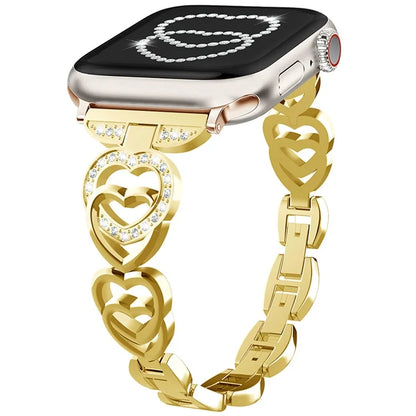 For Apple Watch 10 46mm / Ultra 2 / Ultra 49mm / 9 8 7 45mm / SE (2023) SE (2022) SE 6 5 4 44mm / 3 2 1 42mm Heart Design Zinc Alloy Watch Strap
