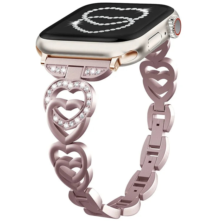 For Apple Watch 10 46mm / Ultra 2 / Ultra 49mm / 9 8 7 45mm / SE (2023) SE (2022) SE 6 5 4 44mm / 3 2 1 42mm Heart Design Zinc Alloy Watch Strap