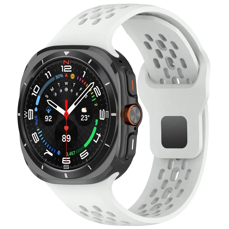 For Samsung Galaxy Watch Ultra 47mm Fluororubber Watch Band Multiple Holes Breathable Strap