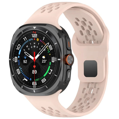 For Samsung Galaxy Watch Ultra 47mm Fluororubber Watch Band Multiple Holes Breathable Strap