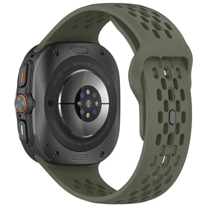 For Samsung Galaxy Watch Ultra 47mm Fluororubber Watch Band Multiple Holes Breathable Strap