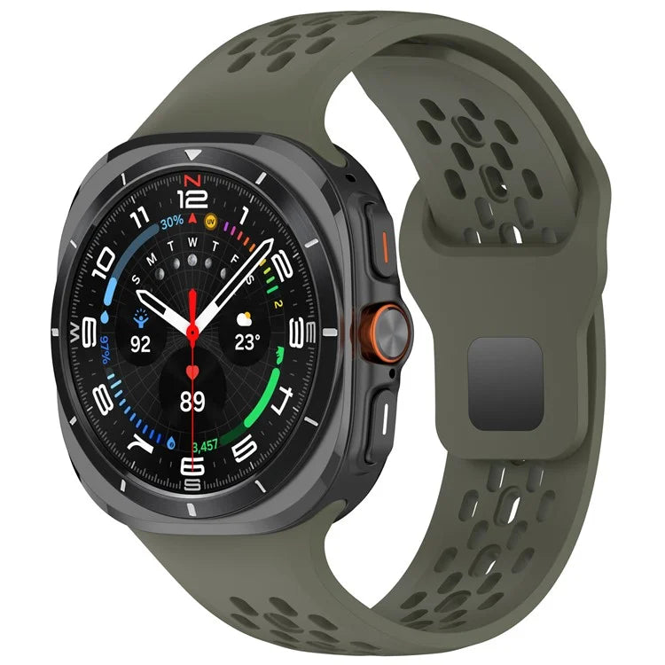 For Samsung Galaxy Watch Ultra 47mm Fluororubber Watch Band Multiple Holes Breathable Strap