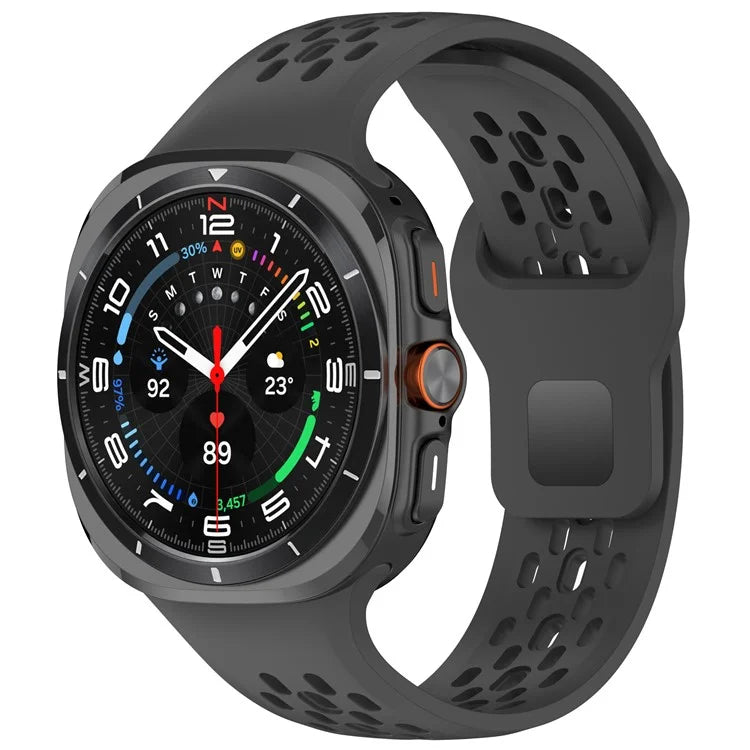 For Samsung Galaxy Watch Ultra 47mm Fluororubber Watch Band Multiple Holes Breathable Strap
